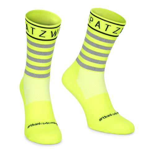 SPATZWEAR FLUO YELLOW REFLECTIVE 'SOKZ' Long-Cut Socks.